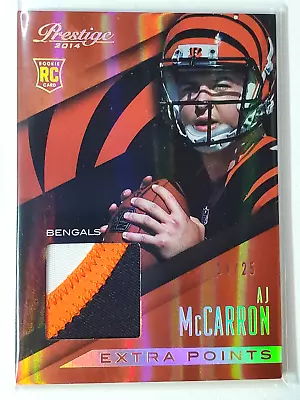 A. J. AJ McCarron 2014 Prestige Prime 11/25 Rookie 3 Color Jersey Patch Relic RC • $17.95