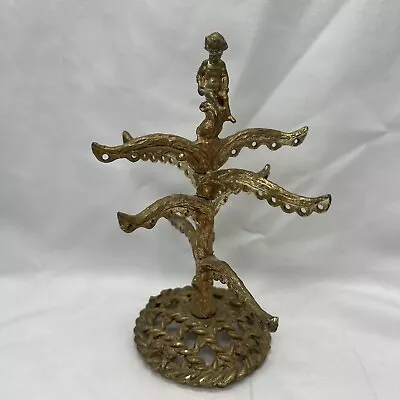 Vintage Brass Earring Tree Jewelry Holder Holds 24 Pairs Cherub Child On Top • $29.99
