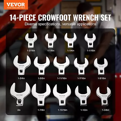 VEVOR Crowfoot Wrench Set 1/2  Drive 14-Piece SAE (1-1/16  - 2 ) Crows Foot Wre • $65.99