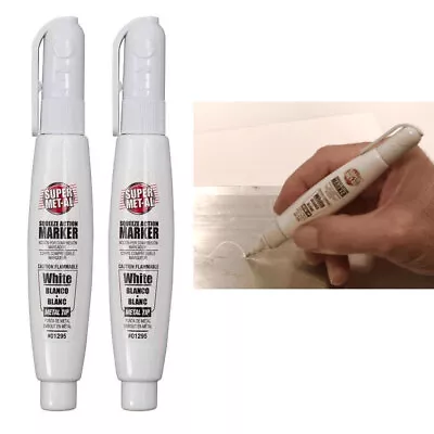 2 Multi Surface Pen Metal Tip White Paint Marker Steel Writer Marking Industrial • $17.39