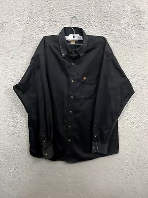 Ariat Shirt Mens Large Black Long Sleeve Button Down Cowboy Western Rodeo Adult • $24.88