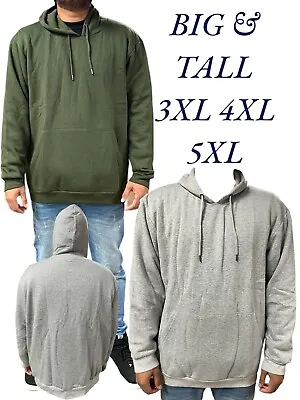 Mens Hoody Plain Sweatshirt Sweater Pullover Jacket Top Big Size 3XL-5XL 22039 • £9.99