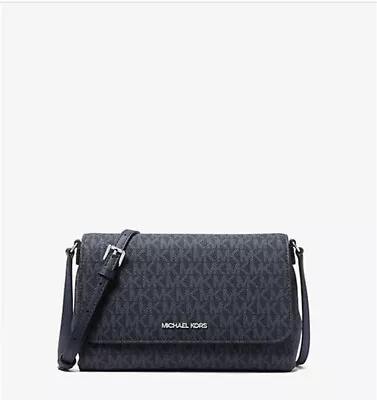 Michael Kors Jet Set Medium Crossbody Navy MK Signature • $88