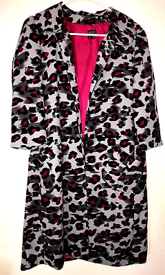 Women's Vintage Coat Overcoat 8 10 Medium Animal Print Buttons Pockets Red Black • $35