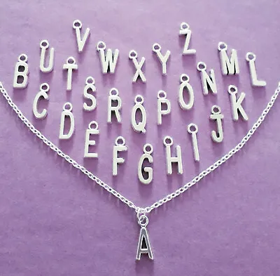 £2.69 • Buy Personalised Silver Tone Initial Letter Necklace A-Z Charm Pendant & Gift Bag