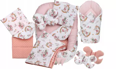 Baby 6pc Double Sided Soft Cocoon Infant Nest Bed Cushion Dreamland/ Dots Pink • £44.99