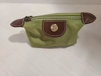 Longchamp Le Pliage Nylon &Leather Spring Green & Brown  Coin Purse • $42.50