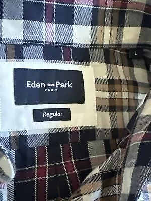 Mens Eden Park Navy Chequered Regular Fit Shirt - Designer RRP £110 Size Large • £24.77