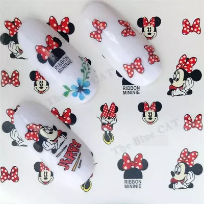 Nail Art Stickers Water Decals Transfer  Disney Minnie Mouse & Ribbon Minnie • $2.18