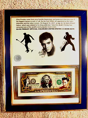Elvis Presley One Of Kind Original 2 Dollar Custom Framed Unique Graphics • $99.99