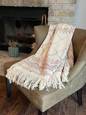 Handmade Swedish Weaving Afghan Throw Blanket Monks Cloth Vtg Decor • $80