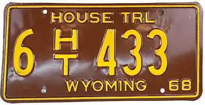 Wyoming 1968 License Plate Vintage House Trailer Tag Carbon Co Collector Decor • $24.95