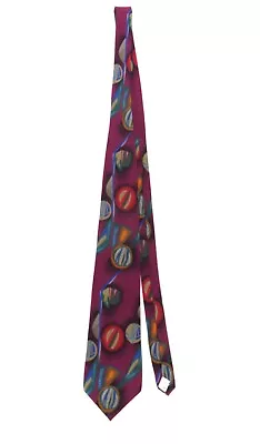 Miles Davis 100% Silk Necktie Tie Abstract Circles Pattern Purple Multicolor 58  • $9.99