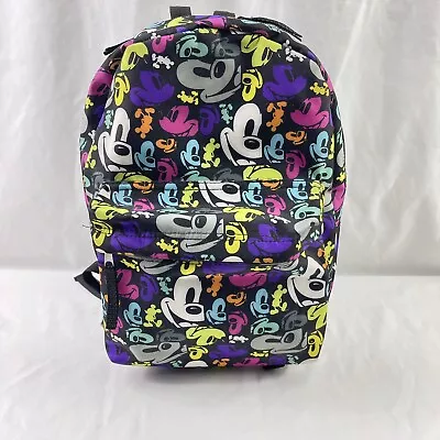 Disney Parks Authentic Mickey Mouse Backpack Black Rainbow Vinyl 16  • $29