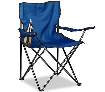 Camping Beach Captains Chair Blue & Black With Cup Holder  • £13.89