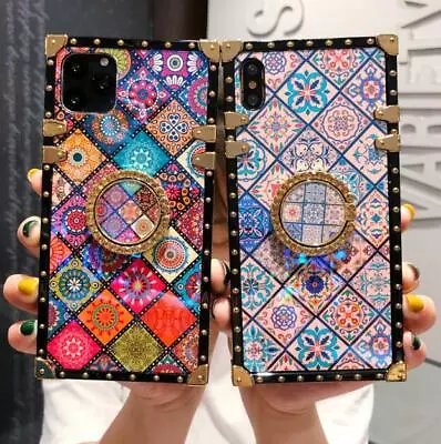$18.95 • Buy For IPhone 14 13 11 12 Pro Max XS XR 7 8 Square Flower Stand Holder Case Cover