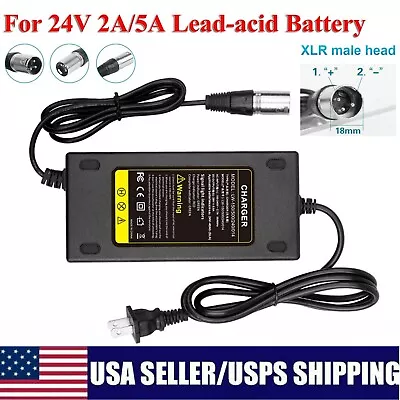 24V 2A/5A XLR Mobility Electric Scooter Wheelchair Gel/Lead Acid Battery Charger • $12.49