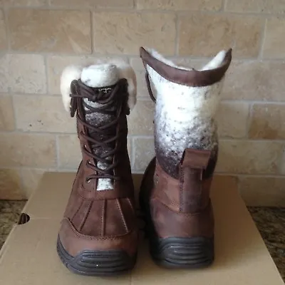 UGG Adirondack II Chocolate Leather Wool Waterproof Snow Boots Size US 6.5 Women • $161.49