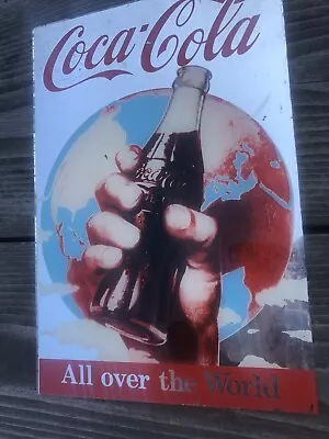 Rare Vintage Coca Cola All Over World Advertising Mirror Panel Home Bar Man Cave • £20