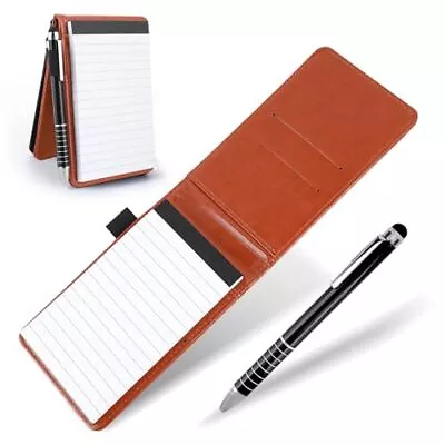  Small Leather Notepad Holder With Pen Pocket Notebook Holder Mini Notepad  • $13.43