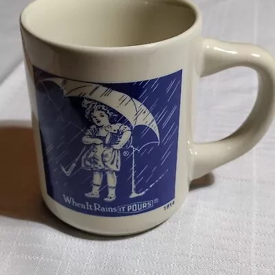 Morton Salt Coffee Mug Cup Blue Logo Of 1914 Girl Umbrella When It Rains Pours • $5.99