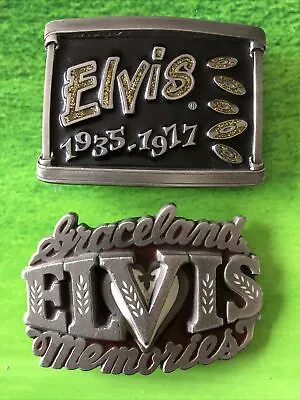 Vintage Belt Buckles X2 - Elvis Presley (Graceland Memories And 1935-1977) Rare • $41.01