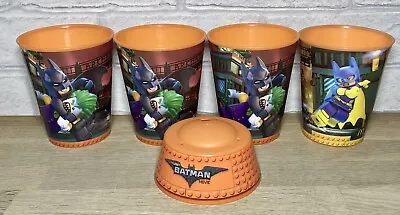 4 Lego Batman Movie Beakers/Cups - With 1 Lid McDonalds Happy Meal Orange Yellow • £6.99