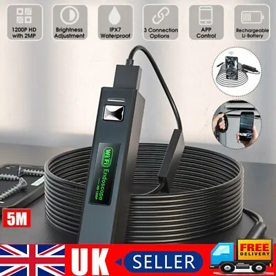 £22.79 • Buy 8 LED WIFI Endoscope Camera Wireless Borescope Inspection 5m For IPhone Android