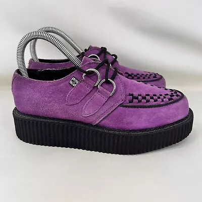 TUK Suede Viva Mondo Creeper Platform Shoes Purple Women's Size 6 • $39.99