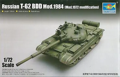 TR 07148 1/72 RUSSIAN T-62 BDD MOD.1984 MOD.1972 MODIFICATION Trumpeter Kit • $18.99