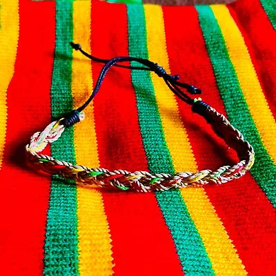 Rasta  Bracelet Abaca Waxcord Wrist Band Hippie Hawaii Negril String Adjustable • $11.99