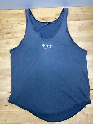 Vintage 90s No Fear Tank Top L Black Made In USA Distressed Casual #6361 • $14.99