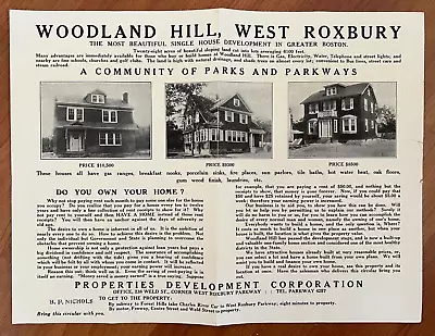 Vintage Broadside Woodland Hill House Development West Roxbury Massachusetts • $9.99