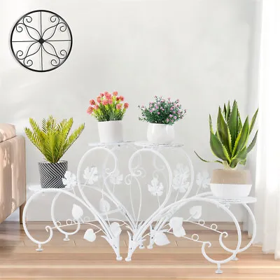 4 Tier Metal Plant Pot Stand Garden Planter Flower Display Holder Shelf Art Deco • $39.90