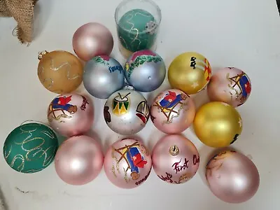 Bulk Lot Of 16 Glass Baubles Babies First Christmas Etc Xmas Hanging Decor • $29.50