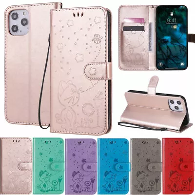 Cat Bee Wallet Leather Flip Case Cover For IPhone 15 13 12 Pro Max 14 8 Plus XR • $13.08