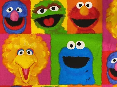 SESAME WORKSHP FABRIC~2012~St~Big Bird~Cookie Monster~Grover~Oscar~Elmo~BLOCKS~ • $19.98