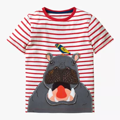 Mini Boden Boys Applique Short Sleeve Top Wild Animals Sizes 2-12 Yrs • £9.99