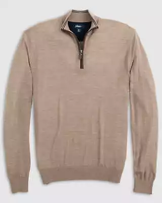 Johnnie-O Baron Wool Blend 1/4 Zip Pullover Sweater Oatmeal Size L • $60.79