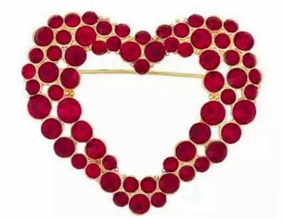 $29.89 • Buy Napier Heart Brooch Pin Red Stones Valentines Day Xmas Gold Tone NEW W Gift Box 