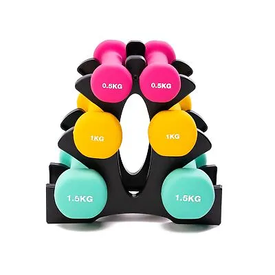 PRISP Dumbbells Set With Rack 3 Pairs Of Neoprene Free Weights With Stand • $34.99