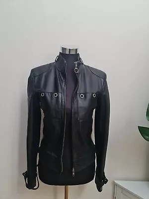 Bebe Genuine Leather Black Jacket - Two-way Zipper - Four Pockets • $95