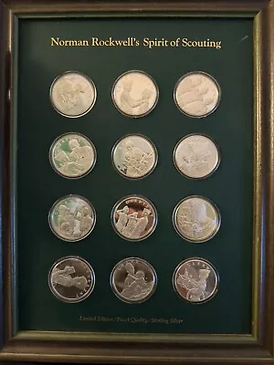 1972 Franklin Mint Norman Rockwell's Spirit Of Scouting Set Of 12 Silver Coins • $269.99