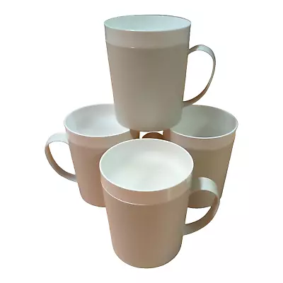 Therm O Ware Cups Mugs Tan White Insulated By David Douglas Set Of 4 Vintage • $14.99