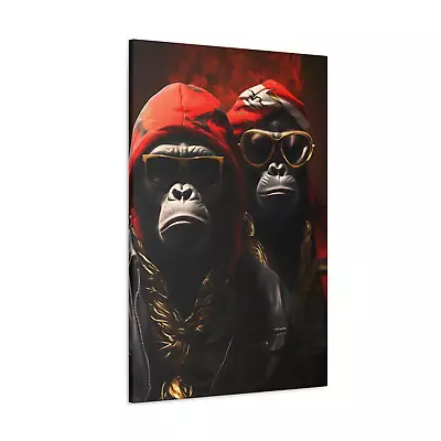 Gangster Gorillas Canvas Modern Animal Wall Art Decor • £24.99