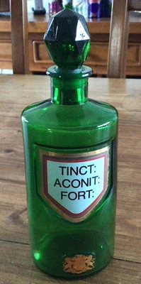 £40 • Buy Vintage Apothercary Chemist Green Glass  Bottle TINCT: ACONIT:FORT Royal Society