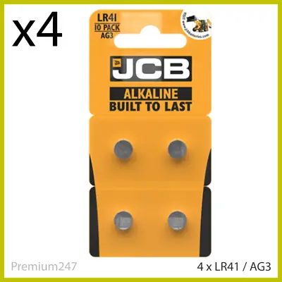 4 X JCB LR41 1.5V SUPER ALKALINE BUTTON BATTERIES LR 41 AG3 392 FAST DELIVERY • £2.49