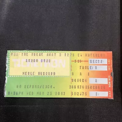 1983 Merle Haggard The Break Away Akron Ohio Country Music Ticket • $9.99