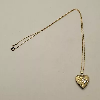 Vintage ~ PPC 14K Gold Filled I Love You Heart Photo Locket Necklace ~  18 ... • $39.99