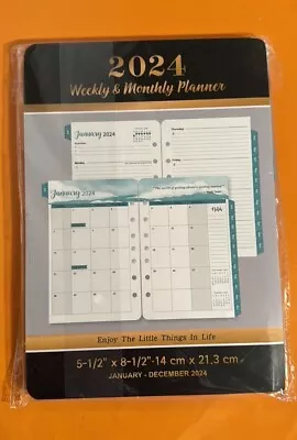 2024 Weekly Monthly Planner 5.5x8.5” Pages 7 Hole Punched January - December • $3.50